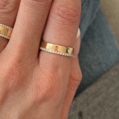 14K Yellow Gold Diamond Edge Wedding Band - Image 2