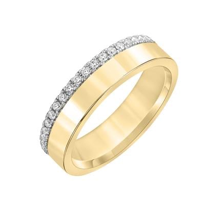 14K Yellow Gold Diamond Edge Wedding Band - Image 3