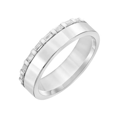 14K White Gold Baguette Diamond Edge Band - Image 2