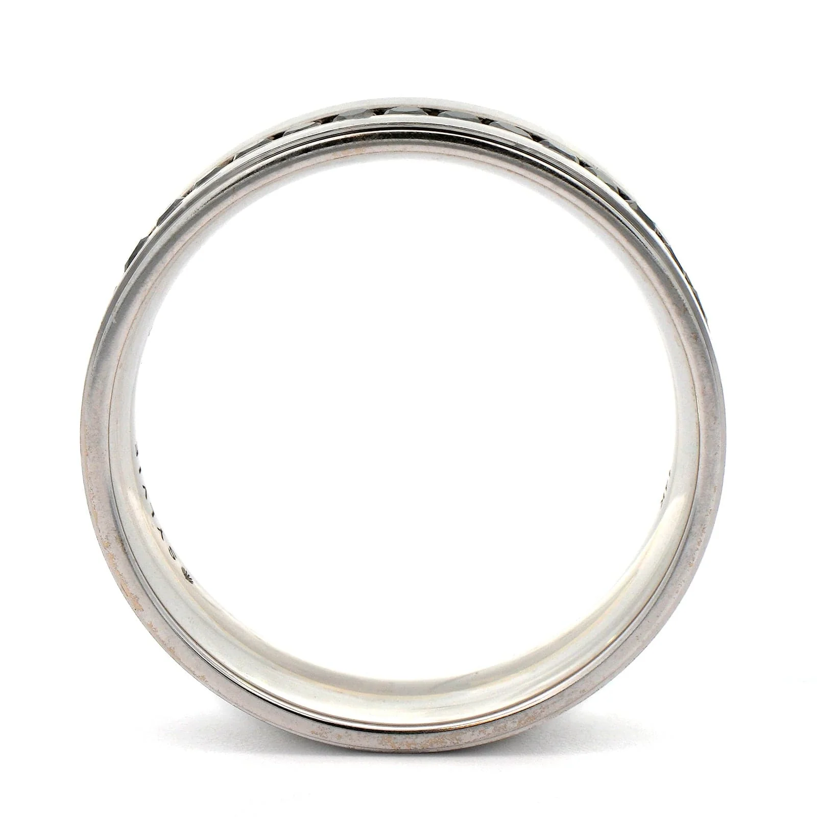 14K White Gold Black Diamond Satin Band - Image 3