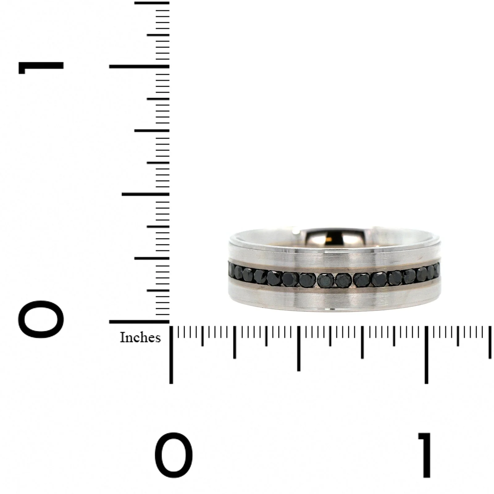 14K White Gold Black Diamond Satin Band - Image 4
