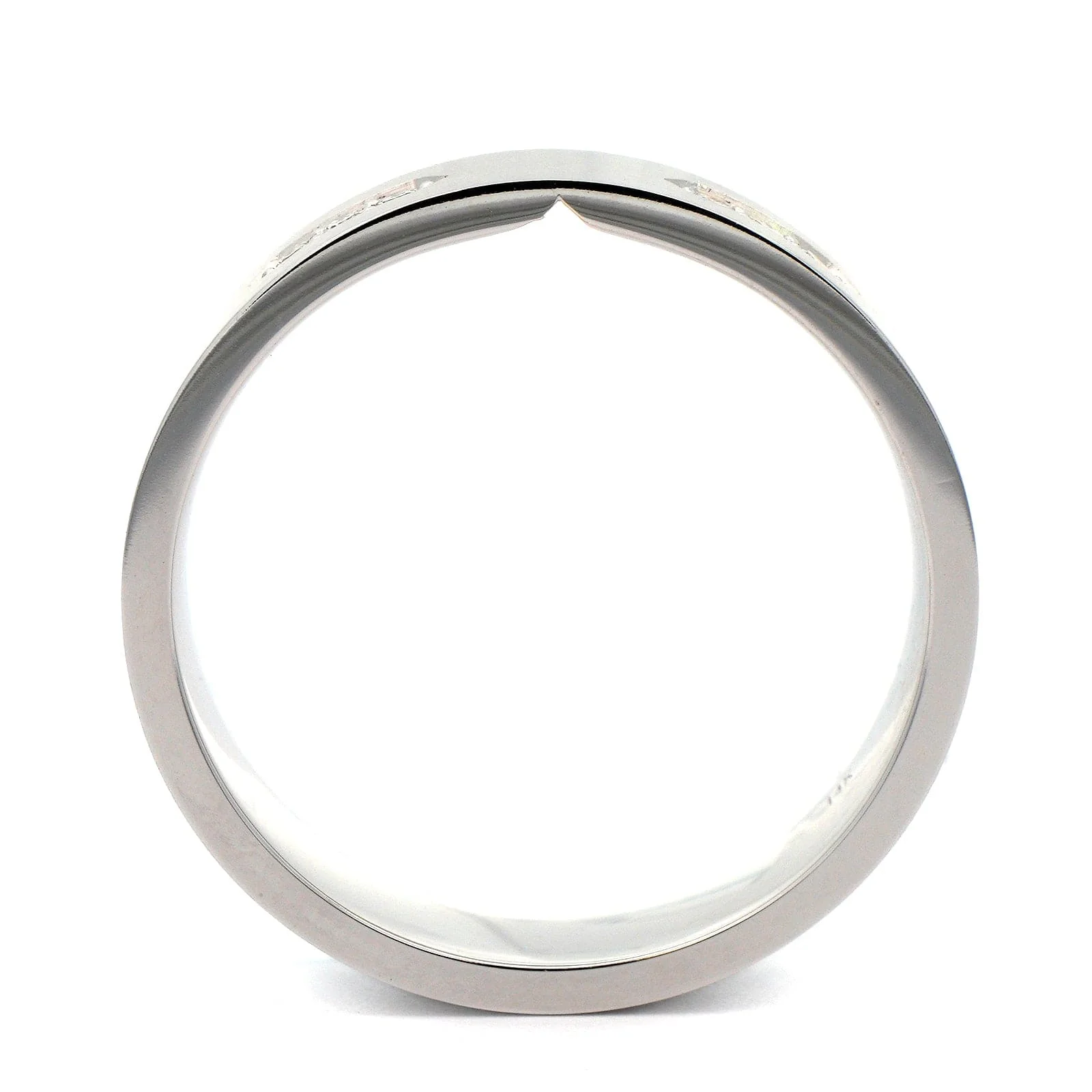 14K White Gold Triple Diamond Brushed Band - Image 3