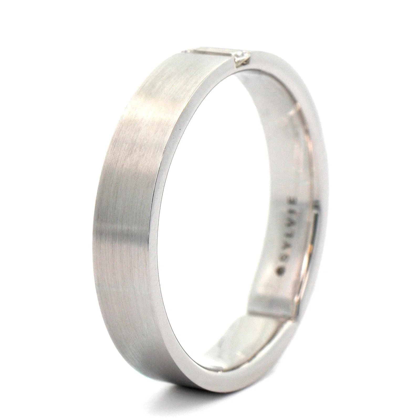 14K White Gold Diamond Satin Band - Image 2