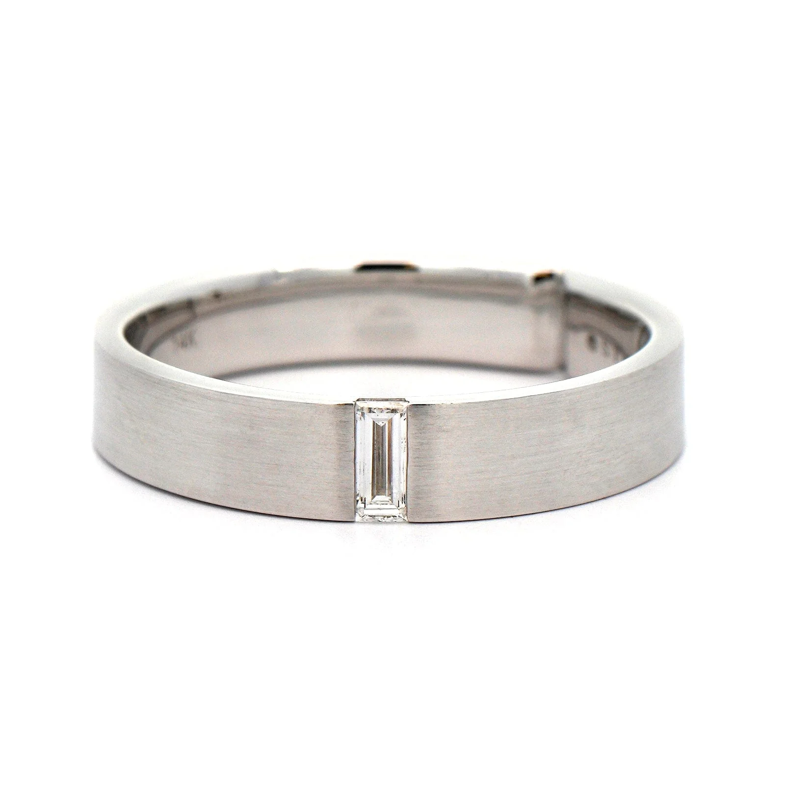 14K White Gold Diamond Satin Band - Image 5