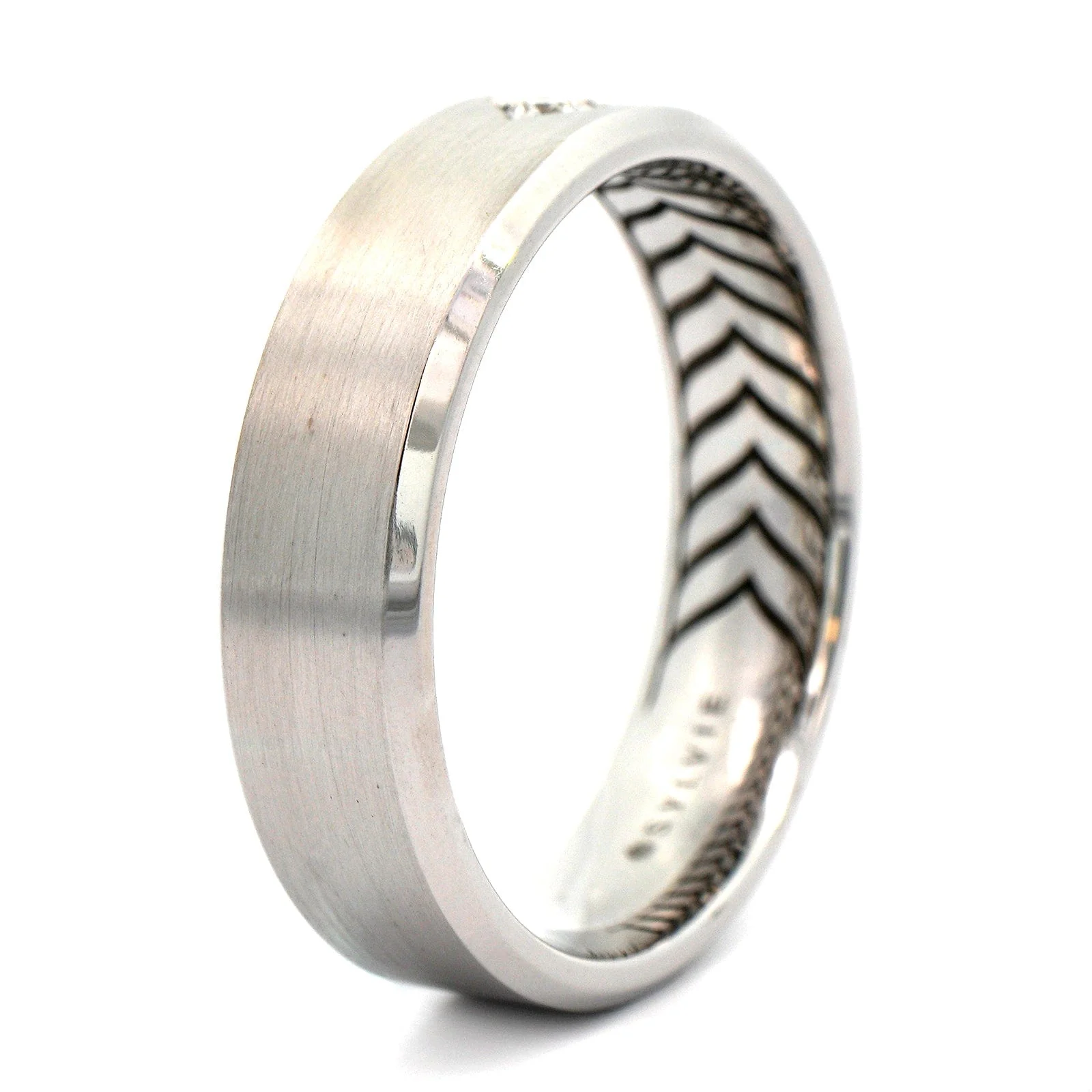 14K White Gold Diamond Satin Band - Image 2