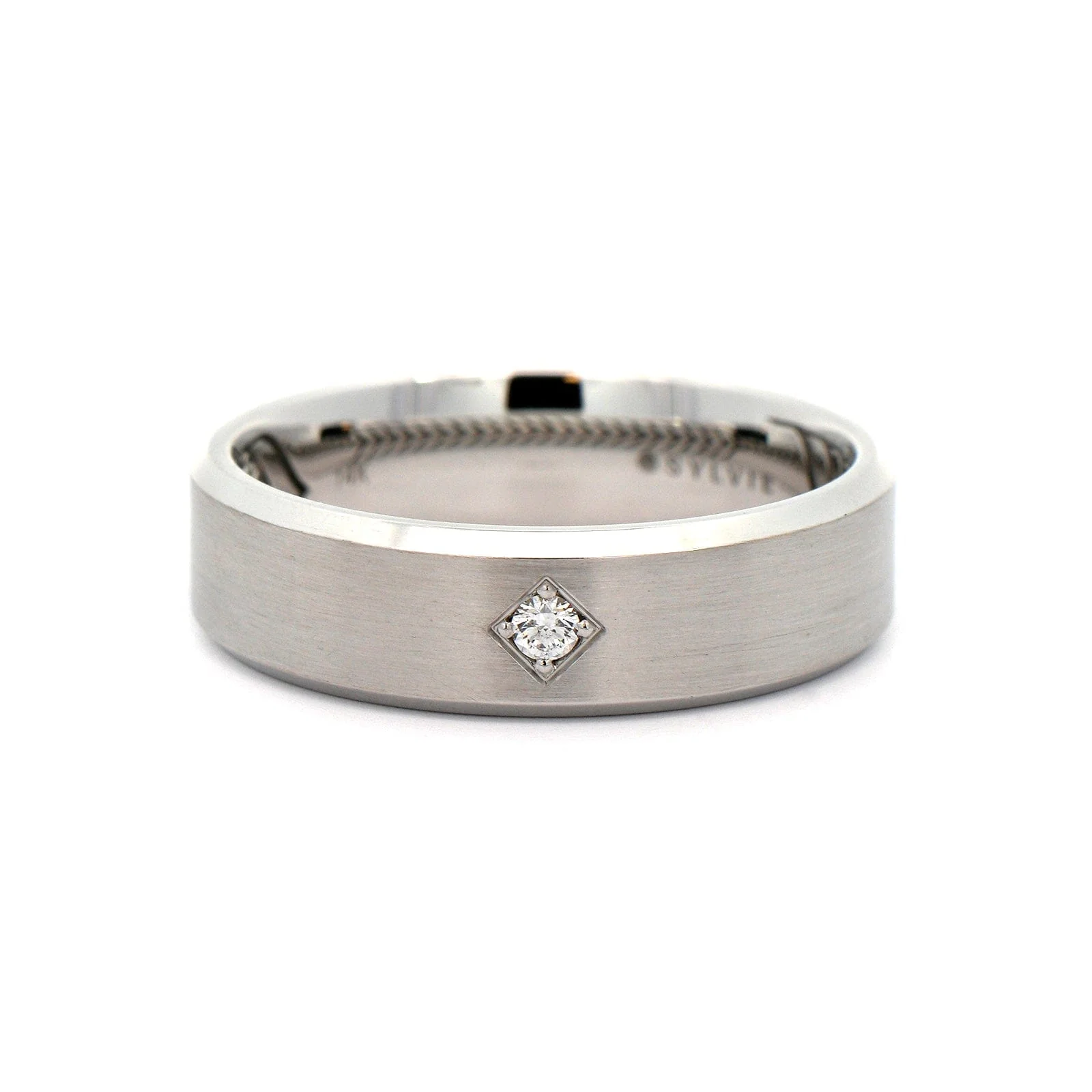 14K White Gold Diamond Satin Band - Image 5