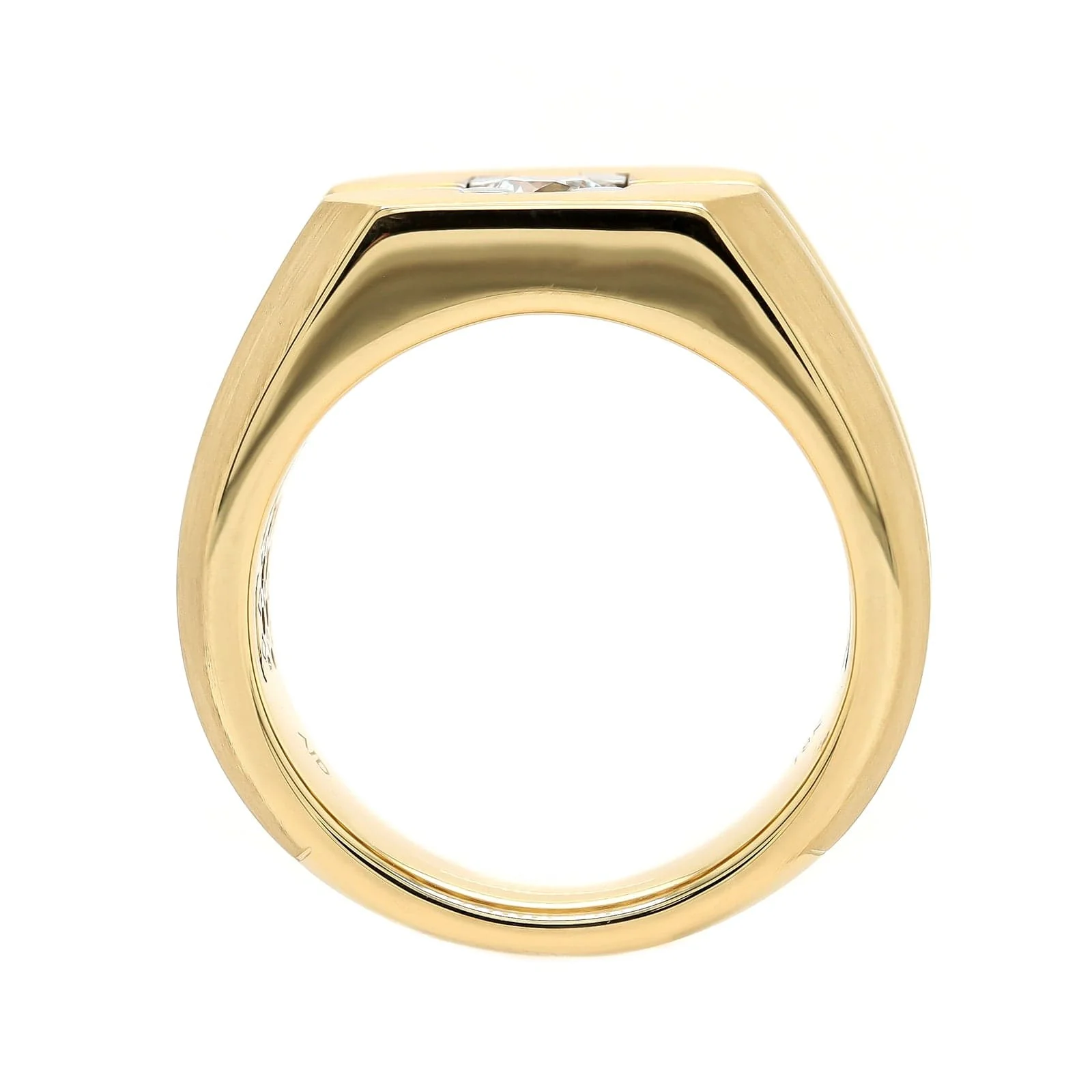 18K Yellow Gold Diamond Signet Style Band - Image 3