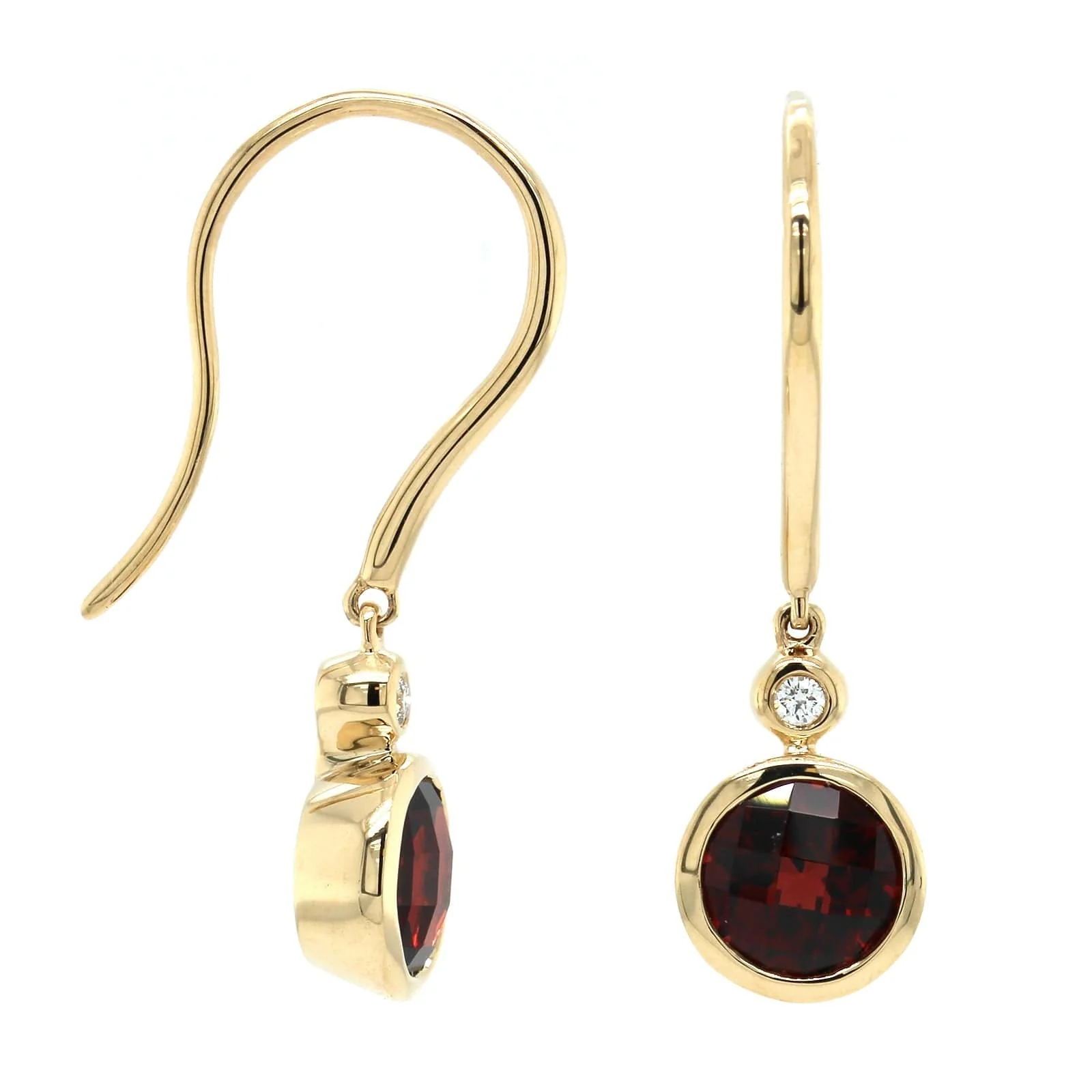 14K Yellow Gold Garnet Drop Earrings