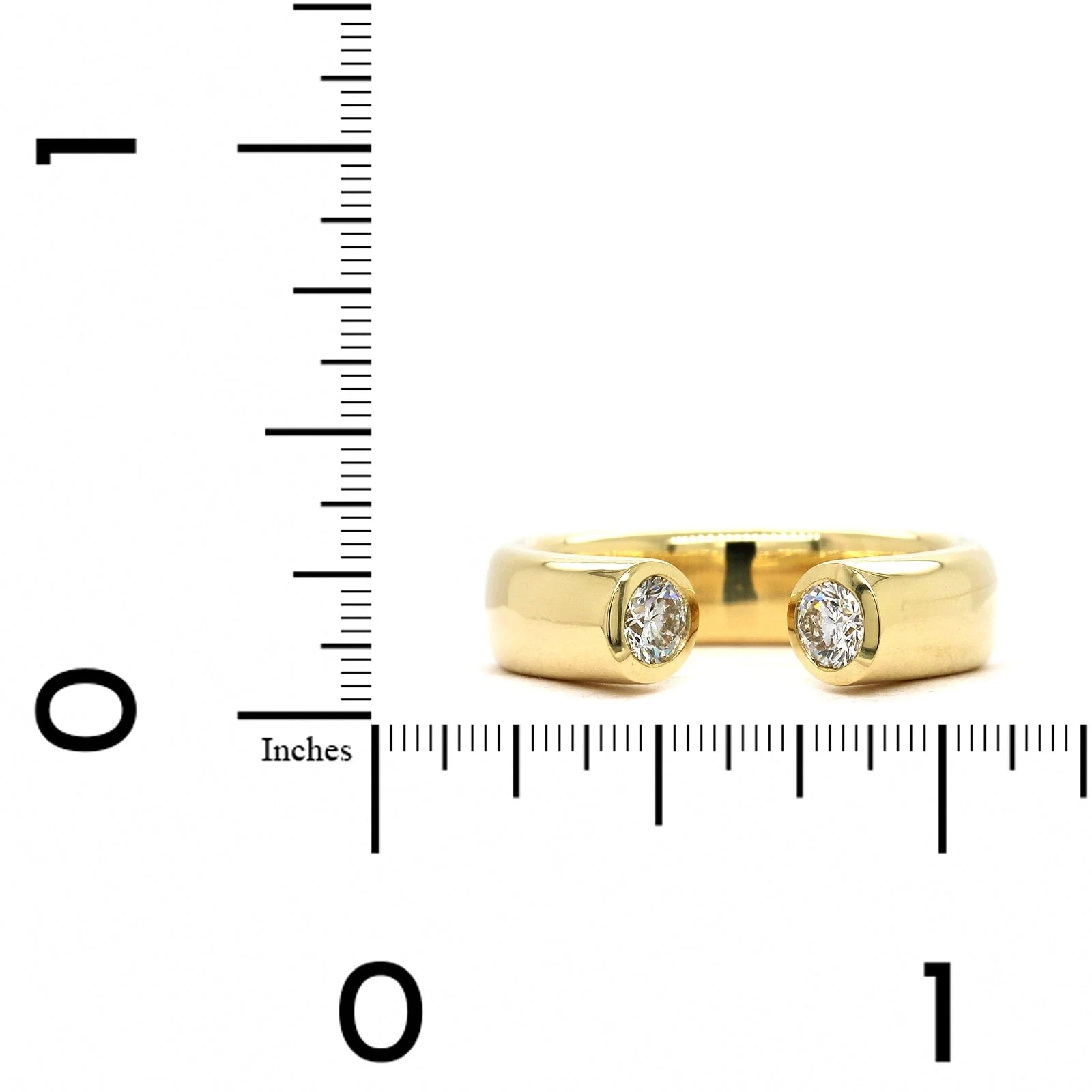 18K Yellow Gold Bezel Set Diamond Open Ring - Image 3