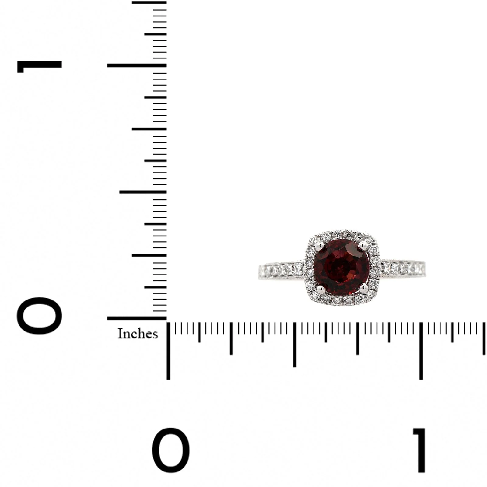 14K White Gold Garnet and Diamond Ring - Image 3