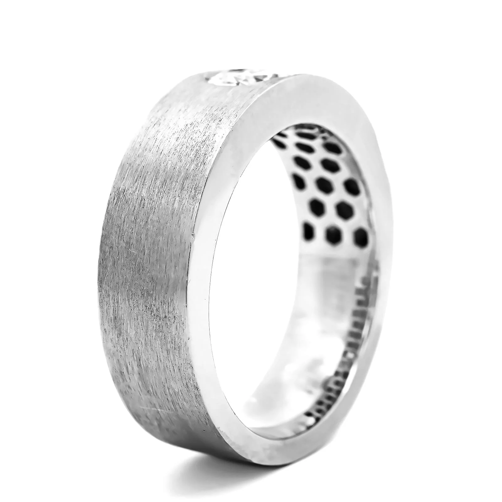 Platinum Oval Cut Diamond Wide Ring - Image 2