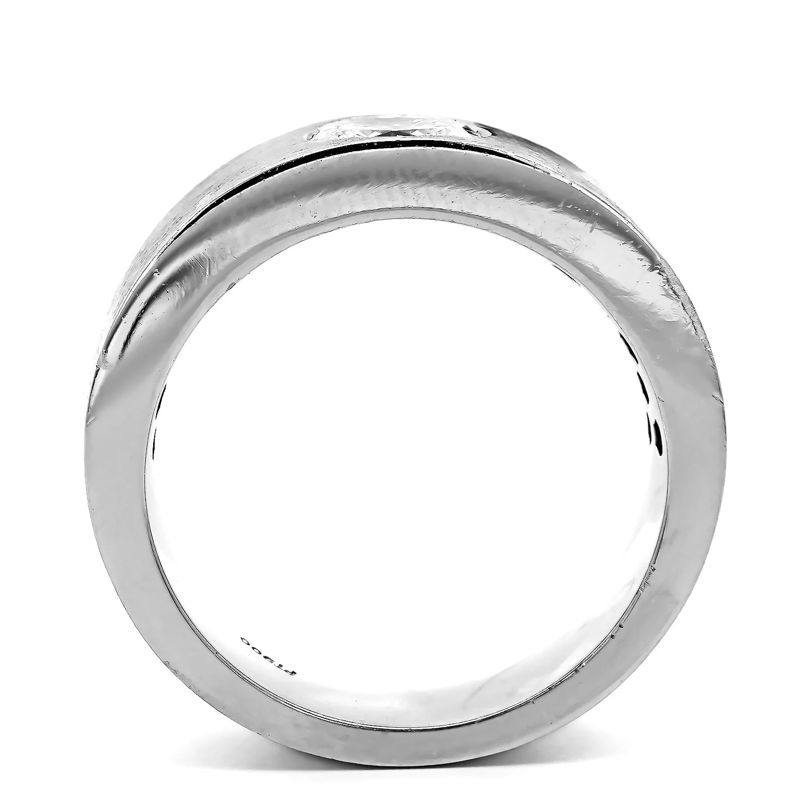 Platinum Oval Cut Diamond Wide Ring - Image 3