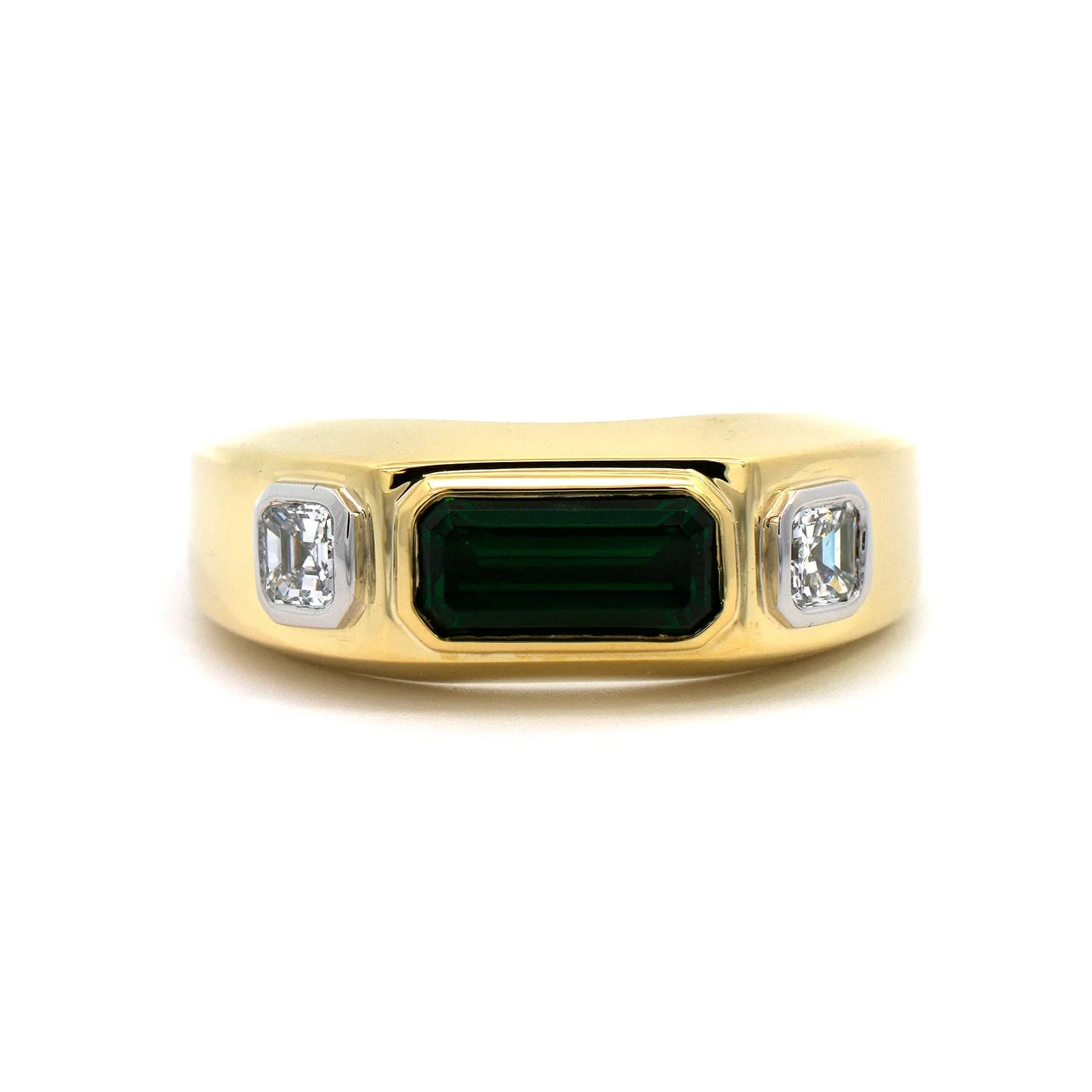 18K Yellow Gold Tsavorite Garnet & Diamond Ring - Image 4