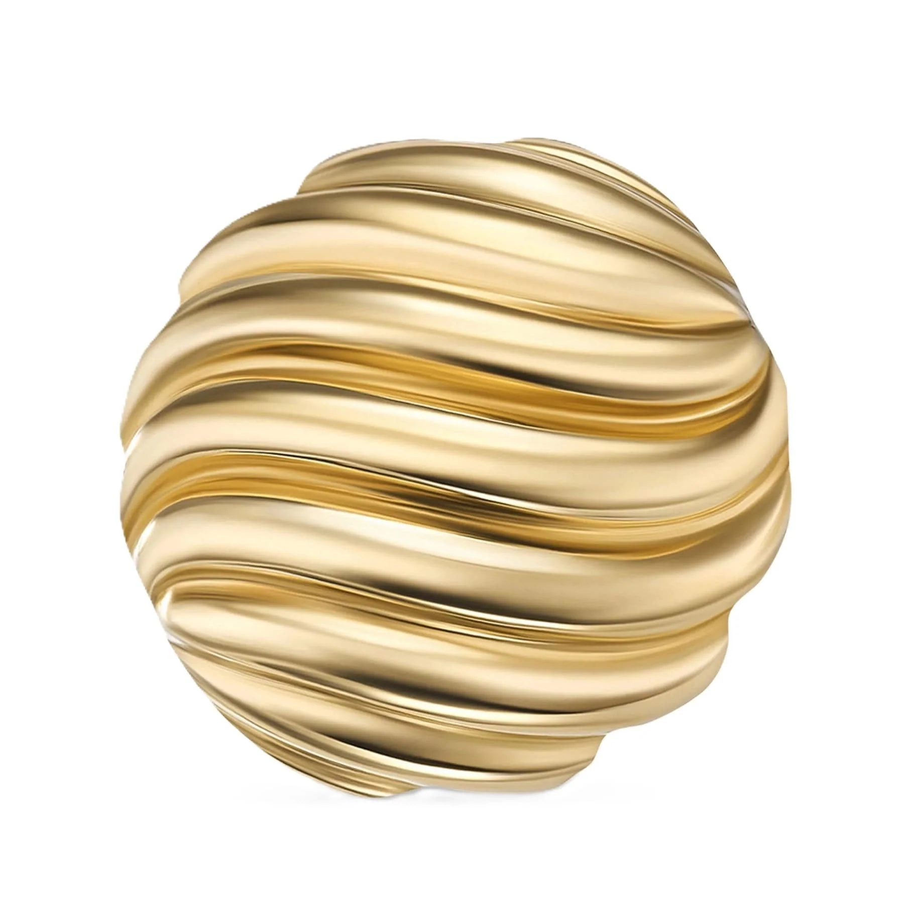 Sculpted Cable Stud Earrings 18K Yellow Gold, 14mm - Image 3