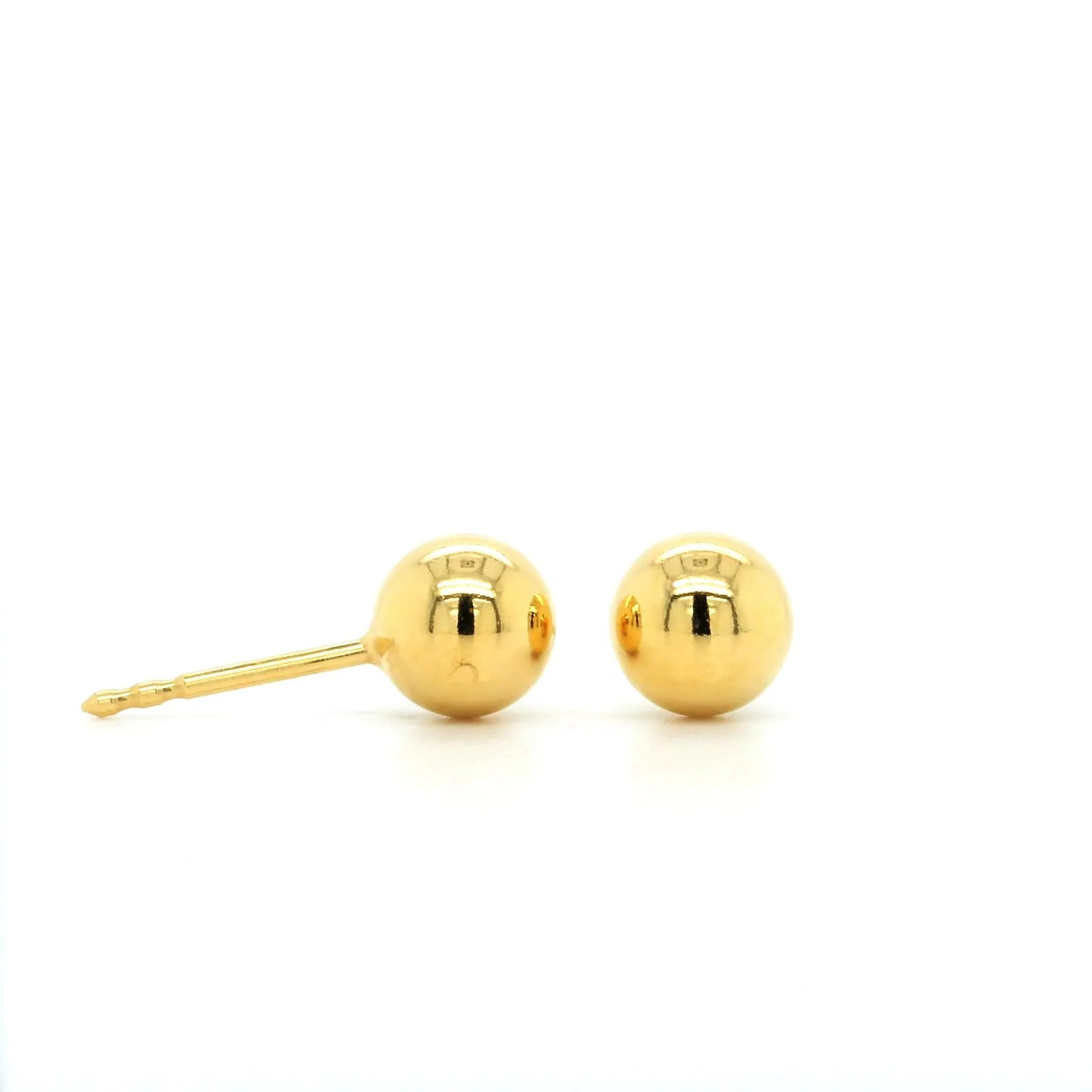 14K Yellow Gold Ball Stud Earrings