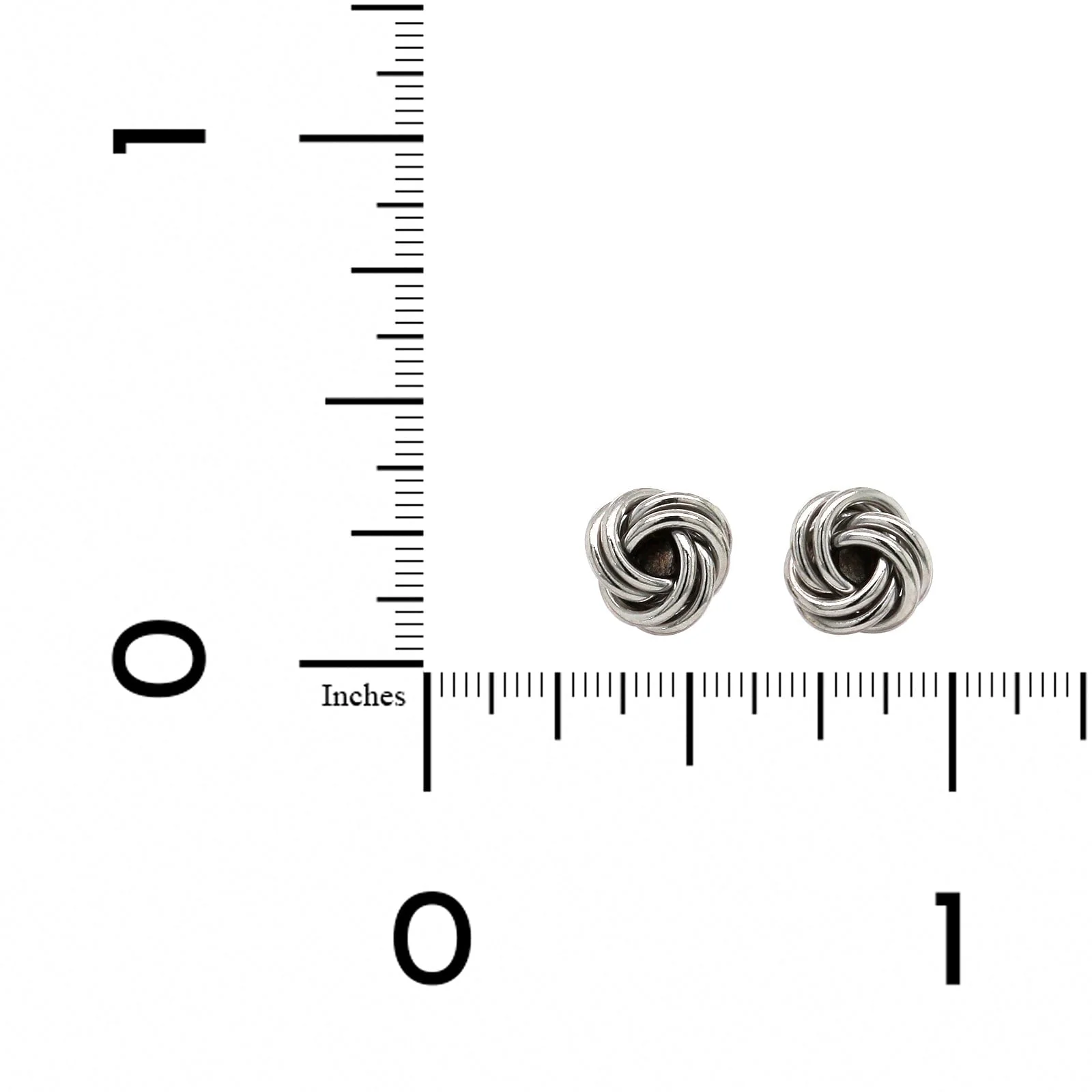 14K White Gold Knot Stud Earrings - Image 2