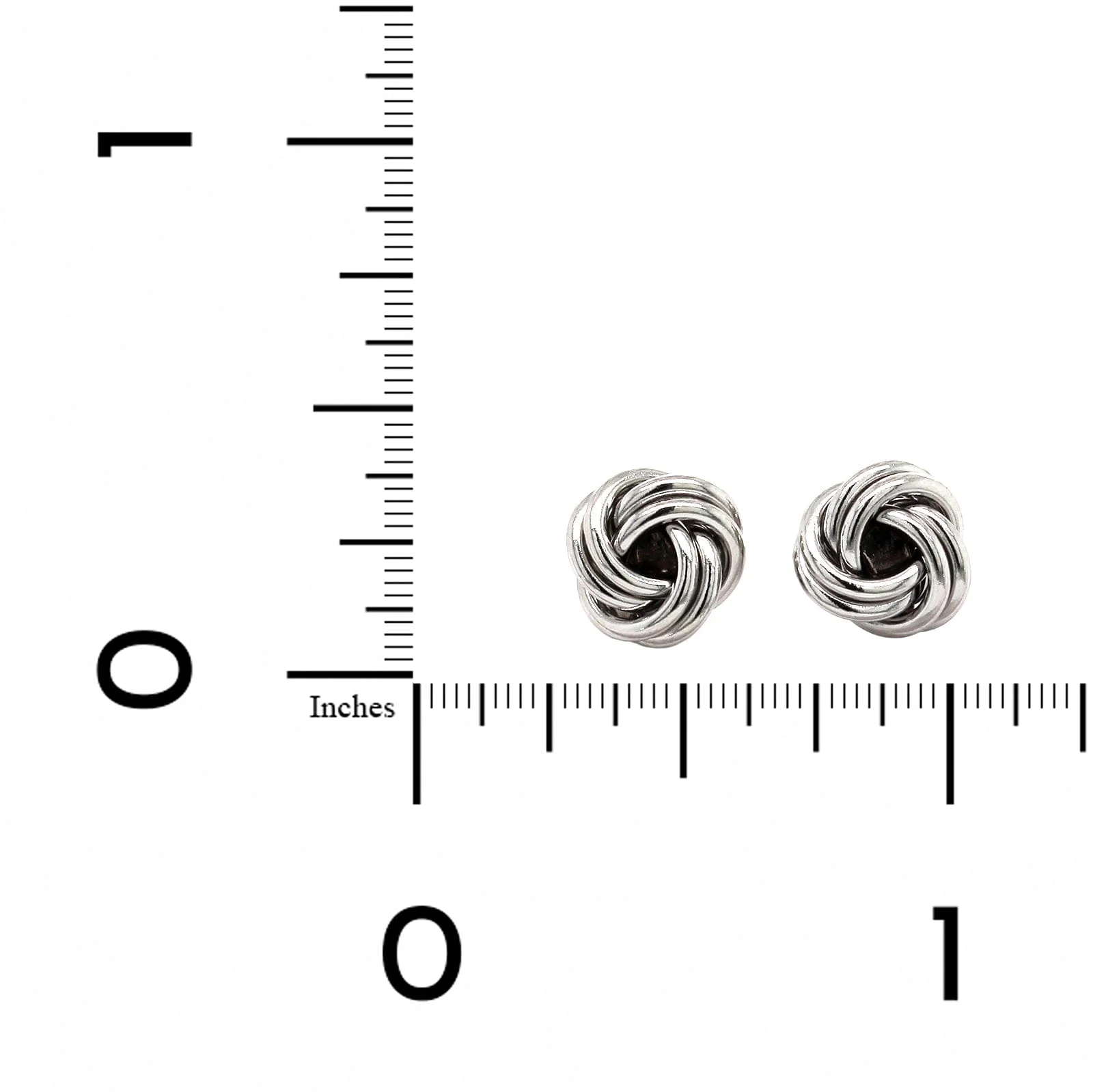 14K White Gold Knot Stud Earrings - Image 2