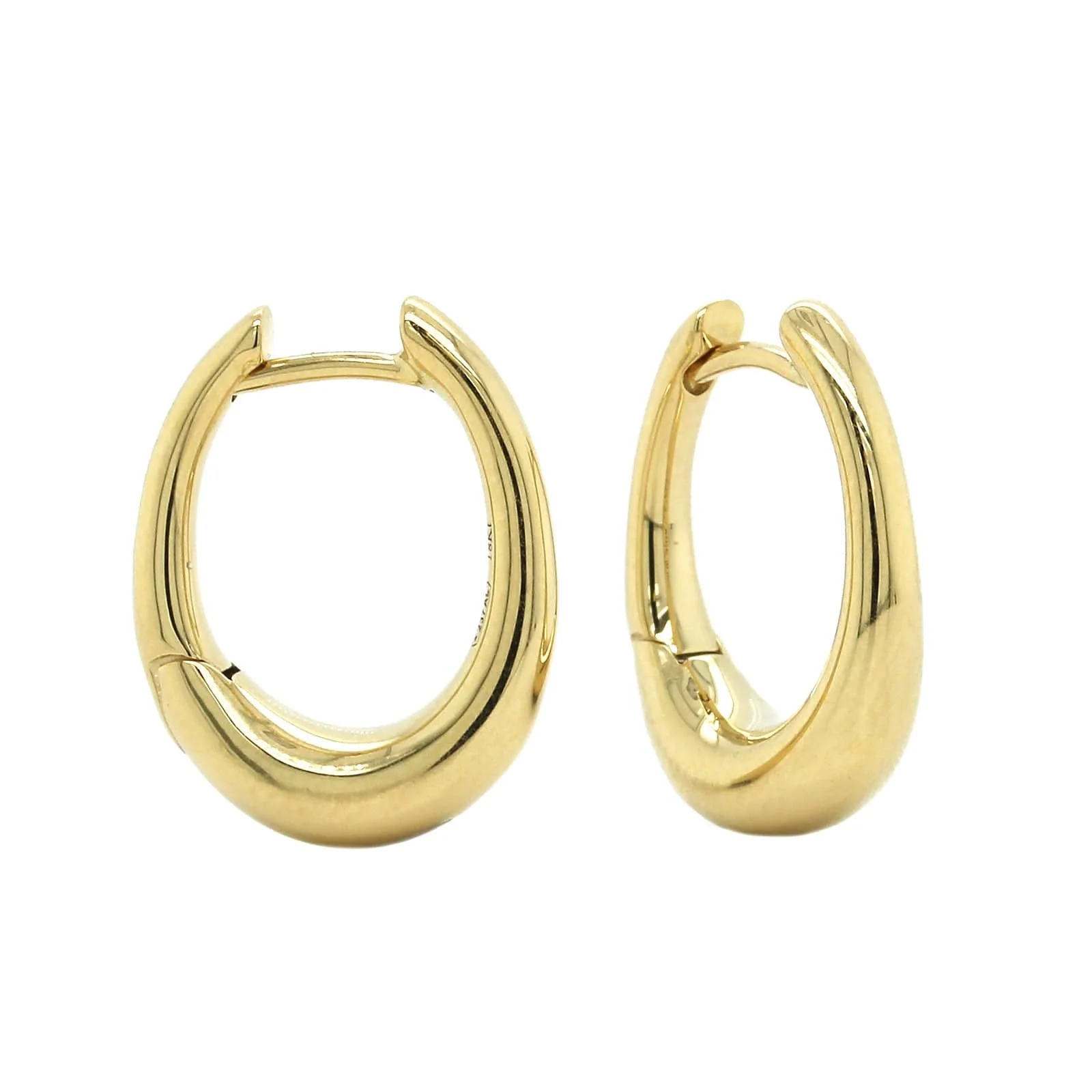 18K Yellow Gold Wide Hoop Earrings - Image 3