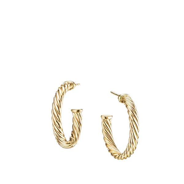 Small Cablespira Hoop Earrings in 18K Yellow Gold