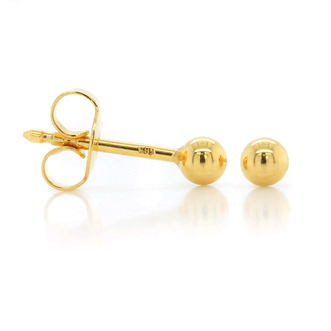 14K Yellow Gold Ball Stud Earrings