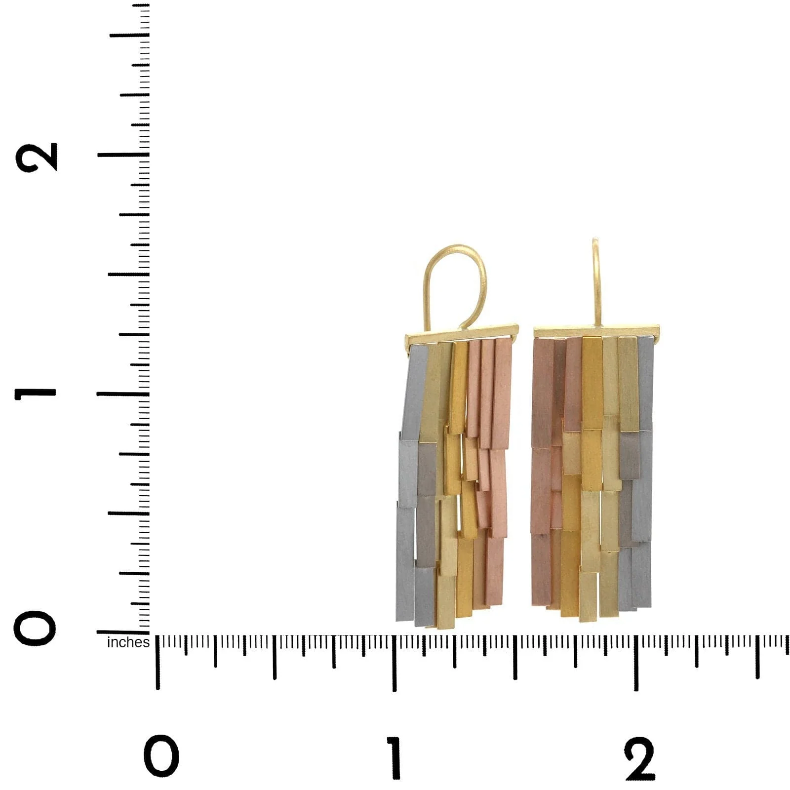 18K Tri-Color Rainfall Drop Earrings - Image 3