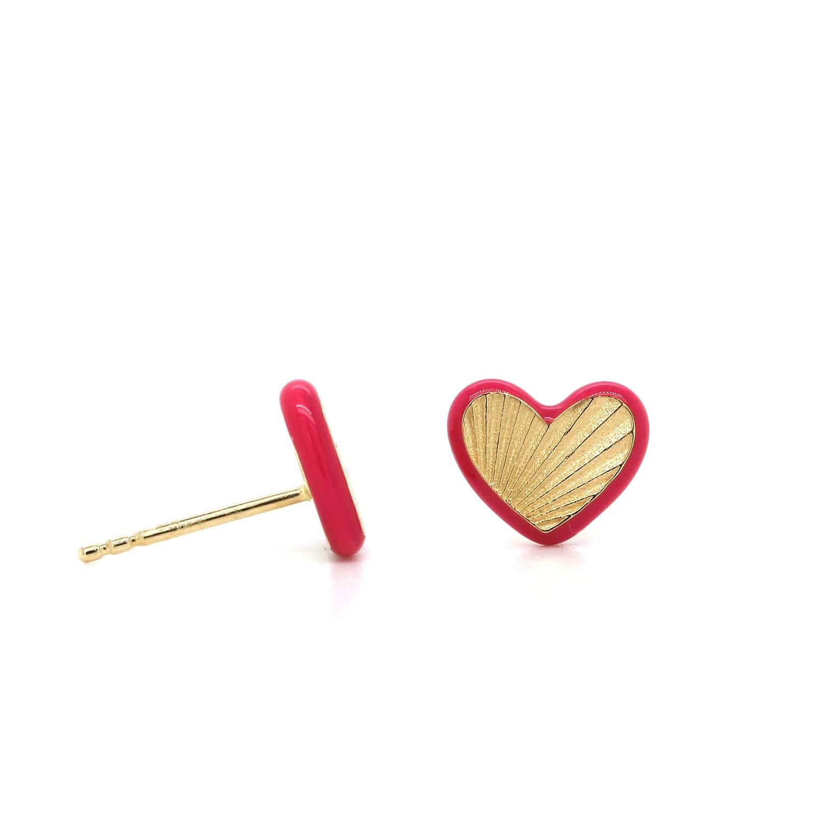Personalized Joey Enamel Fluted Heart Shaped Stud Earrings