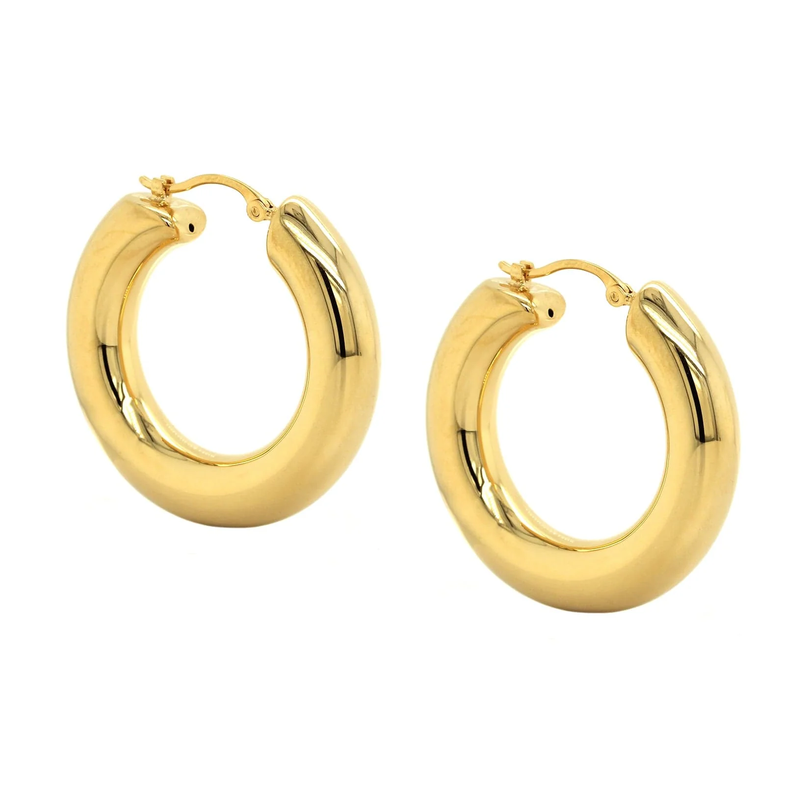 14K Yellow Gold Donut Hoop Earrings - Image 2