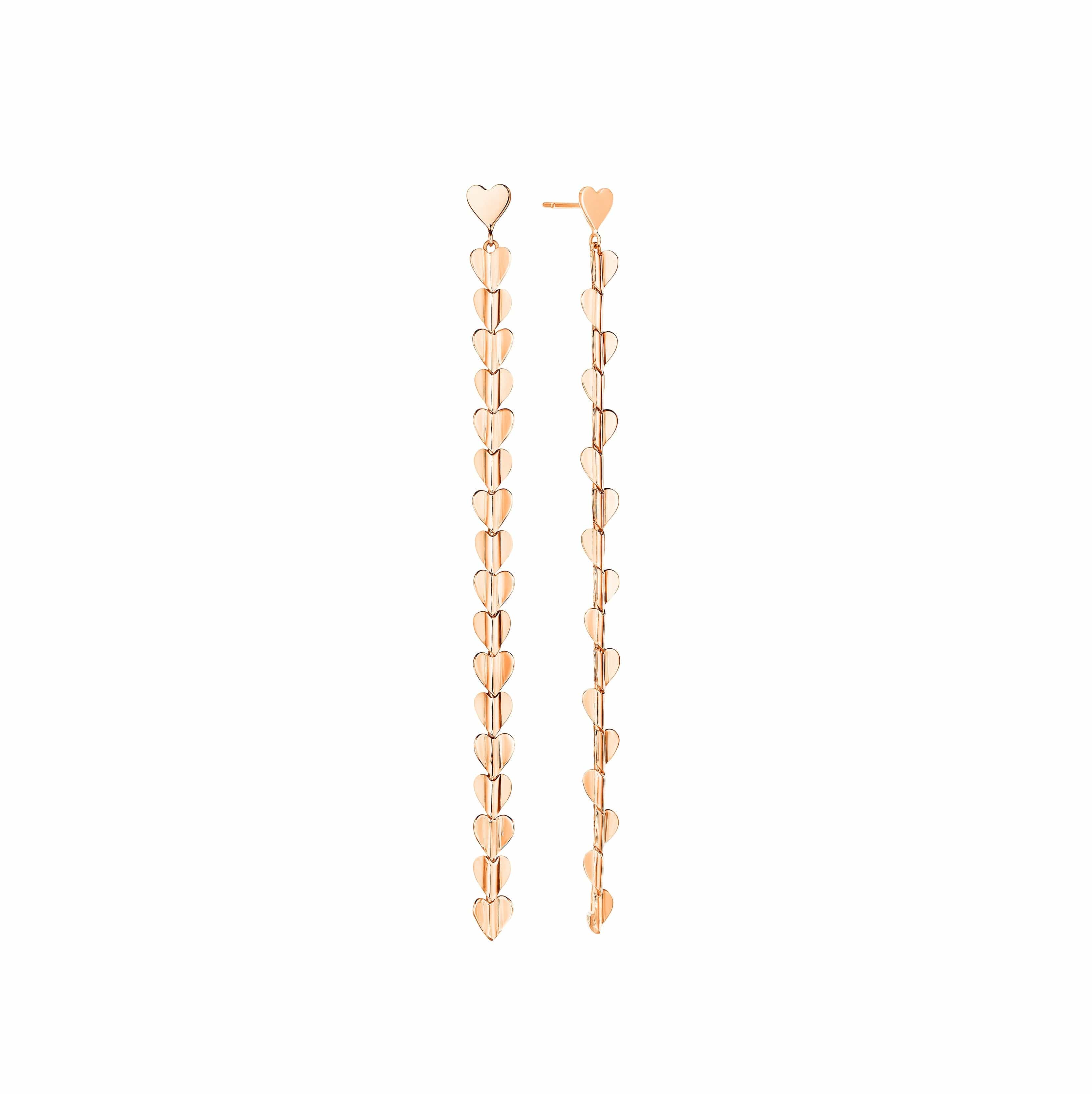 CADAR 18K Rose Gold Wings of Love Heart Drop Earrings
