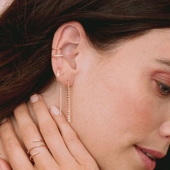 Zoe Chicco 14K Yellow Gold Curb Link Threader Drop Earrings - Image 2