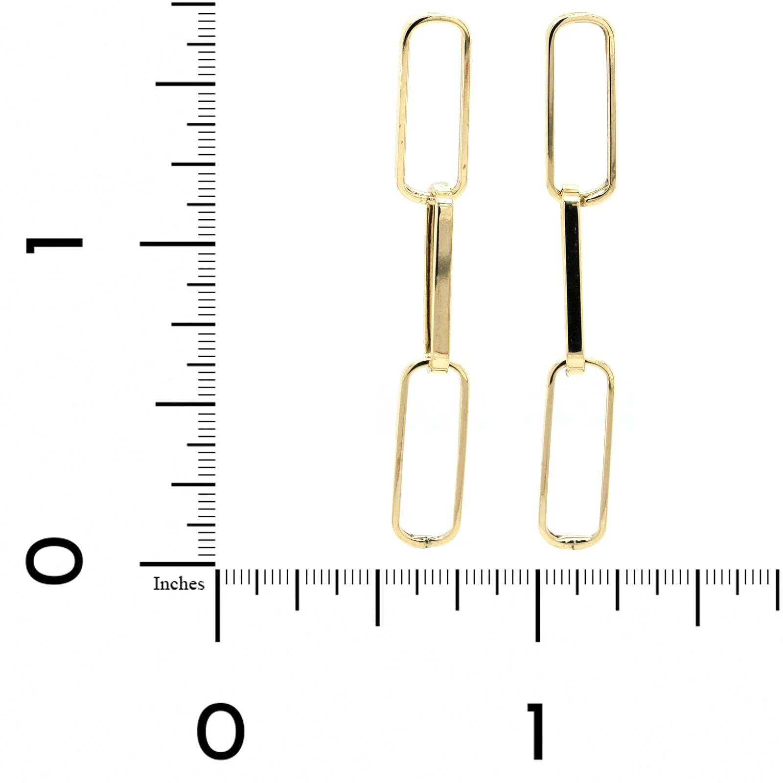 14K Yellow Gold Paperclip Drop Earrings - Image 2