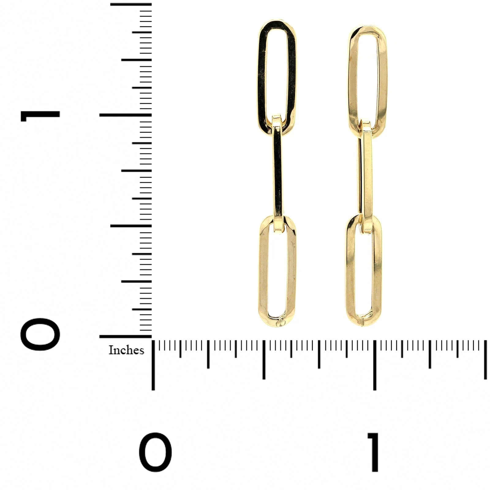 14K Yellow Gold Paperclip Drop Earrings - Image 2