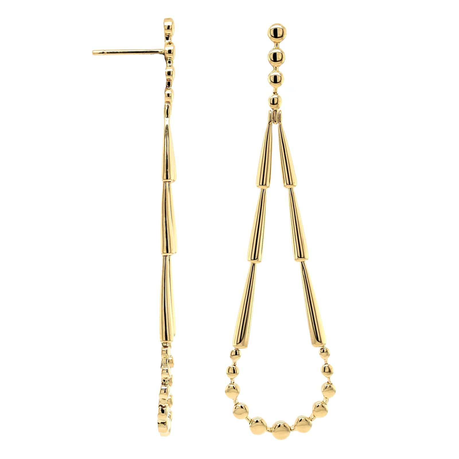 Etho Maria 18K Yellow Gold Teardrop and Bead Drop Earrings - Image 3