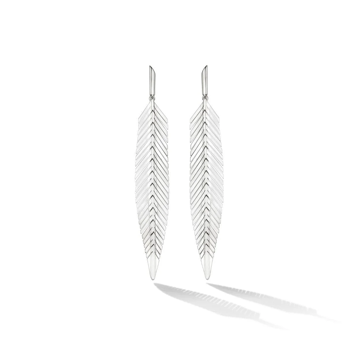 CADAR 18K White Gold Feather Drop Earrings
