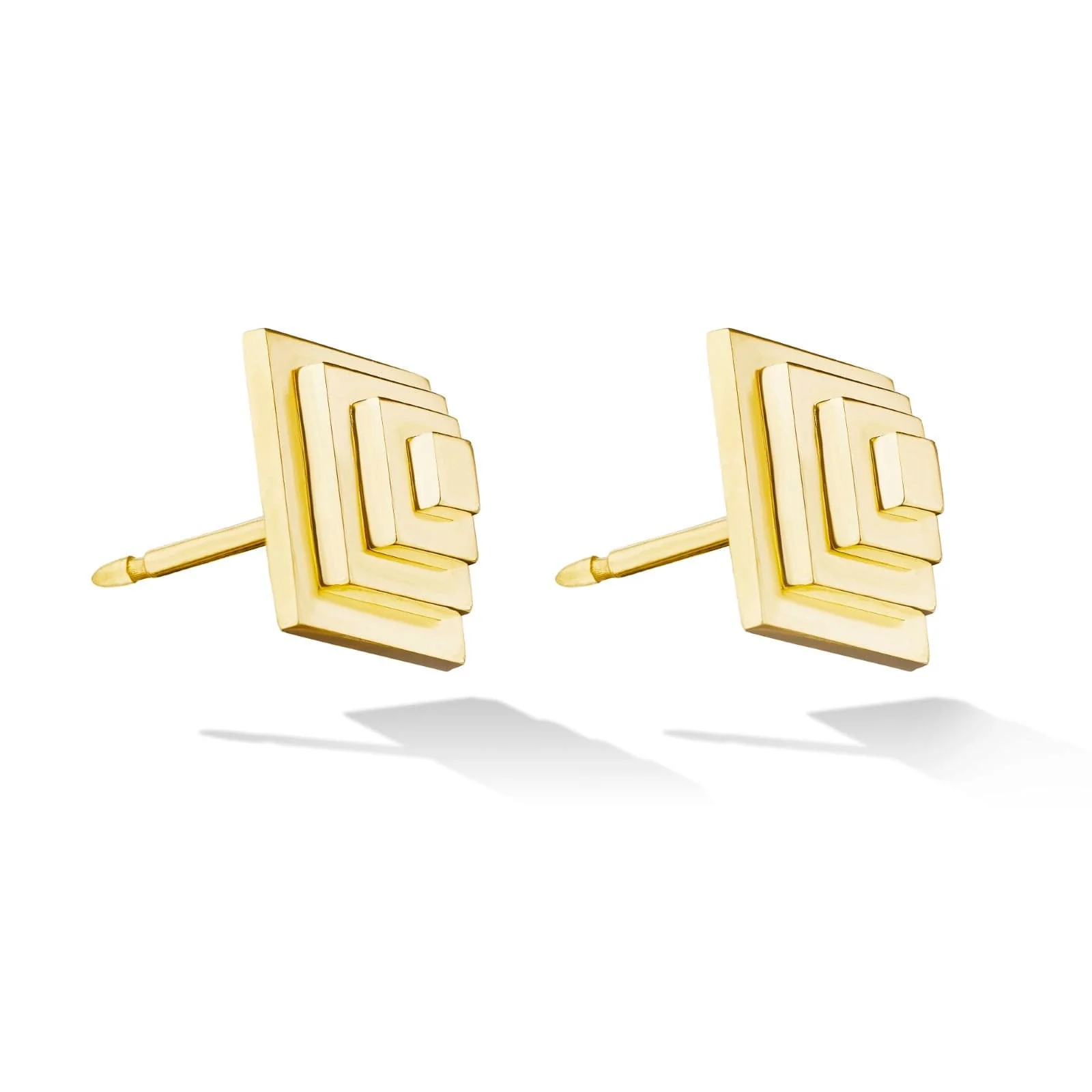 CADAR 18K Yellow Gold Foundation Pyramid Stud Earrings - Image 2
