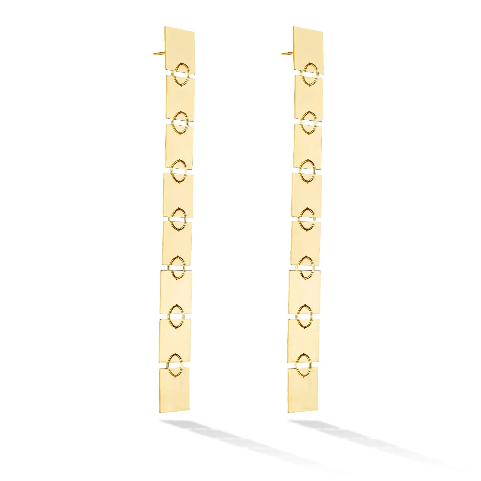 CADAR 18K Yellow Gold Square Foundation Drop Earrings - Image 2