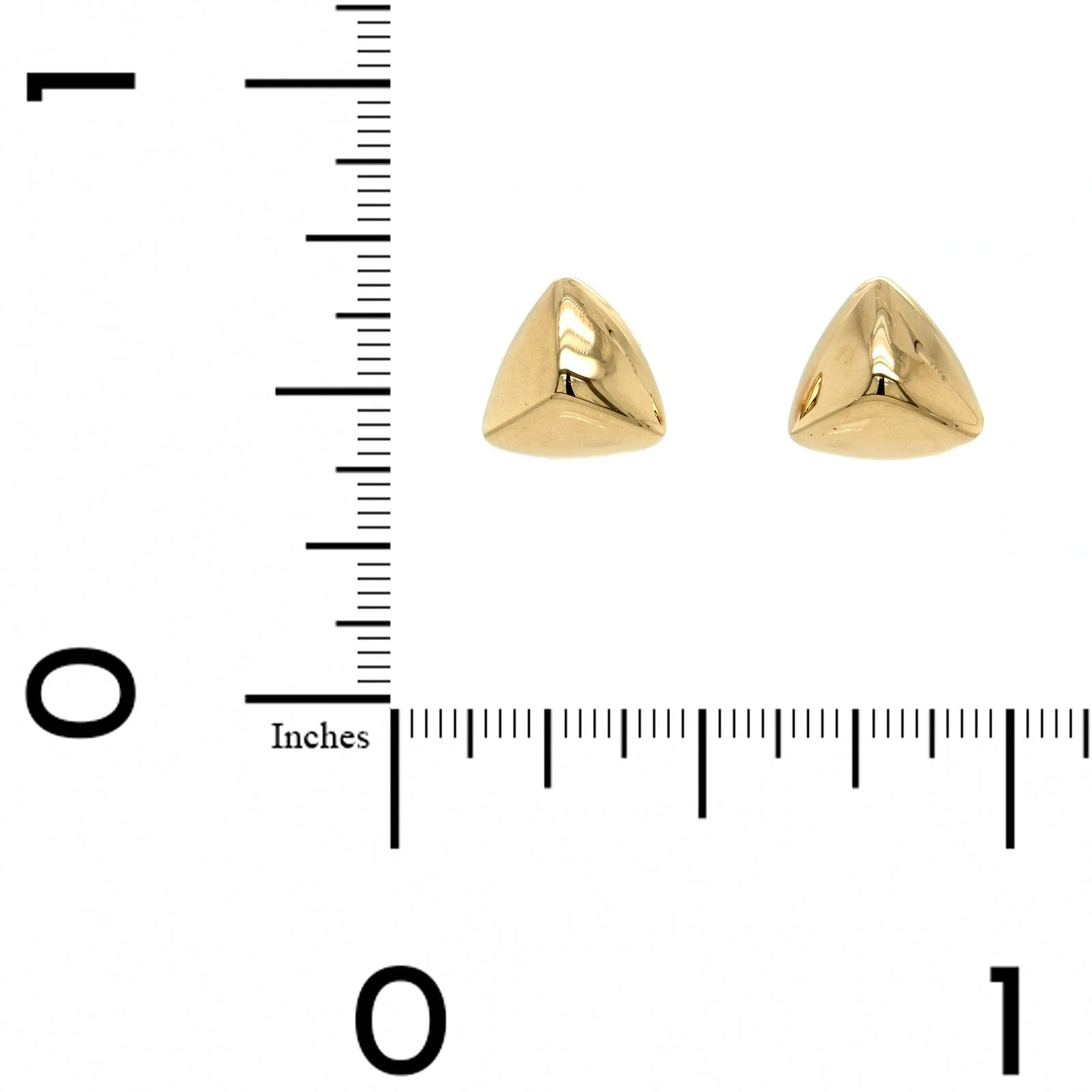 14K Yellow Gold Puffed Triangle Studs - Image 2