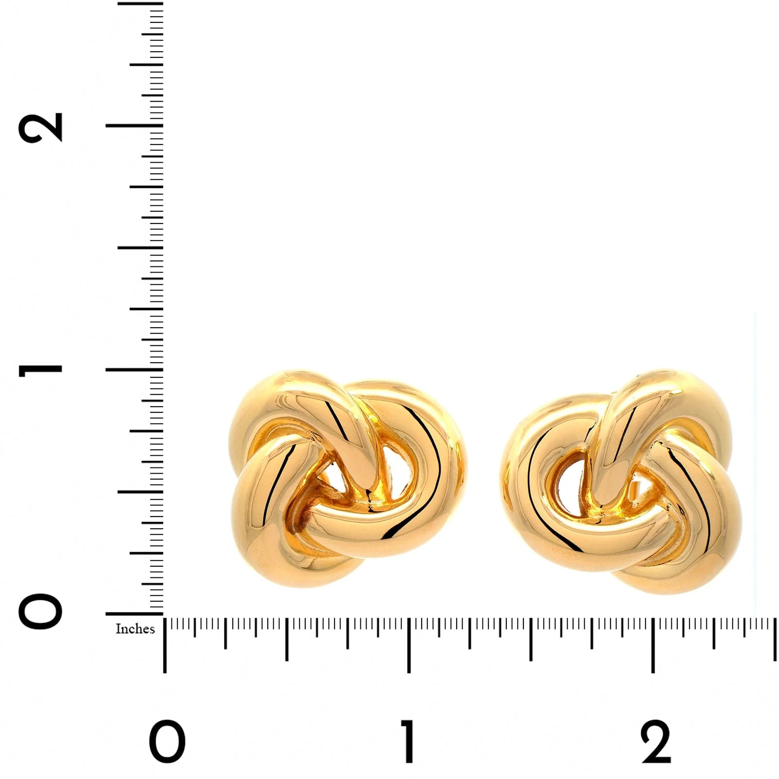 18K Yellow Gold Large Love Knot Stud Earrings - Image 2