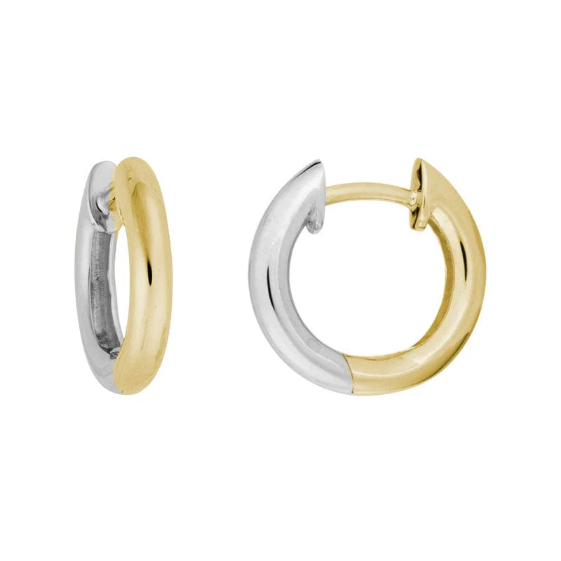 14K Two-Tone Huggie Hoops