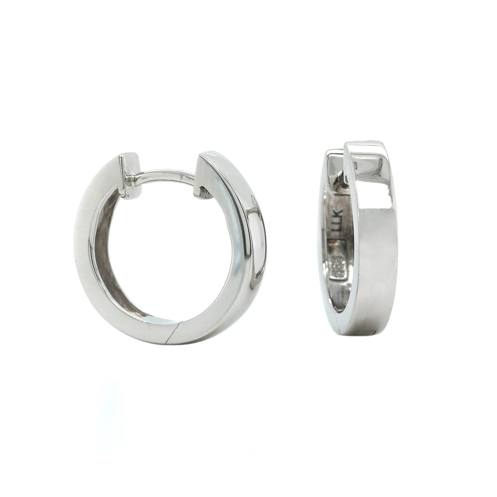 14K White Gold Huggie Hoops