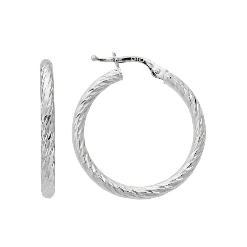 14K White Gold Hoop Earrings