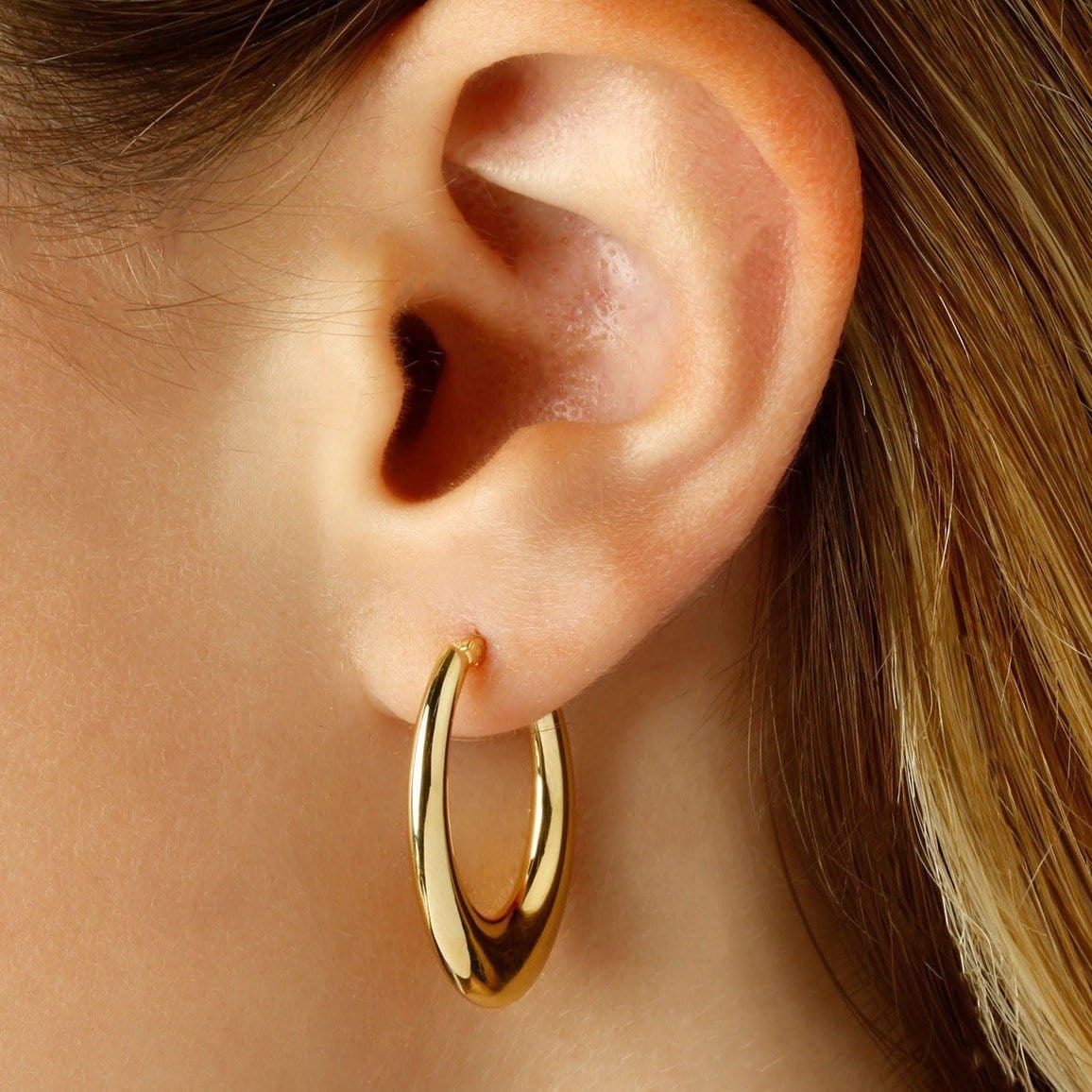 14K Yellow Gold Small U Hoop Earrings - Image 2
