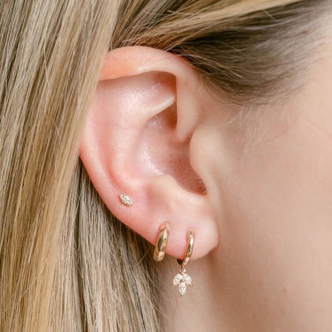 14K Yellow Gold Knife Edge Huggie Earrings - Image 2