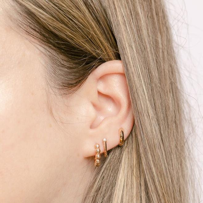 14K Rose Gold Knife Edge Huggie Earrings - Image 2