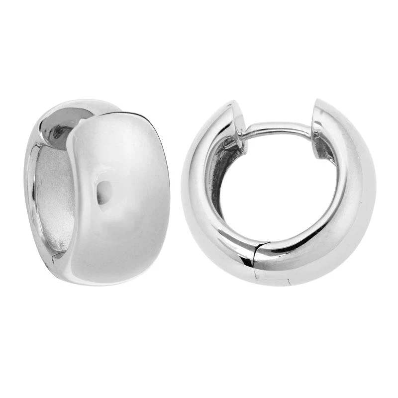 14K White Gold Wide Huggie Earrings