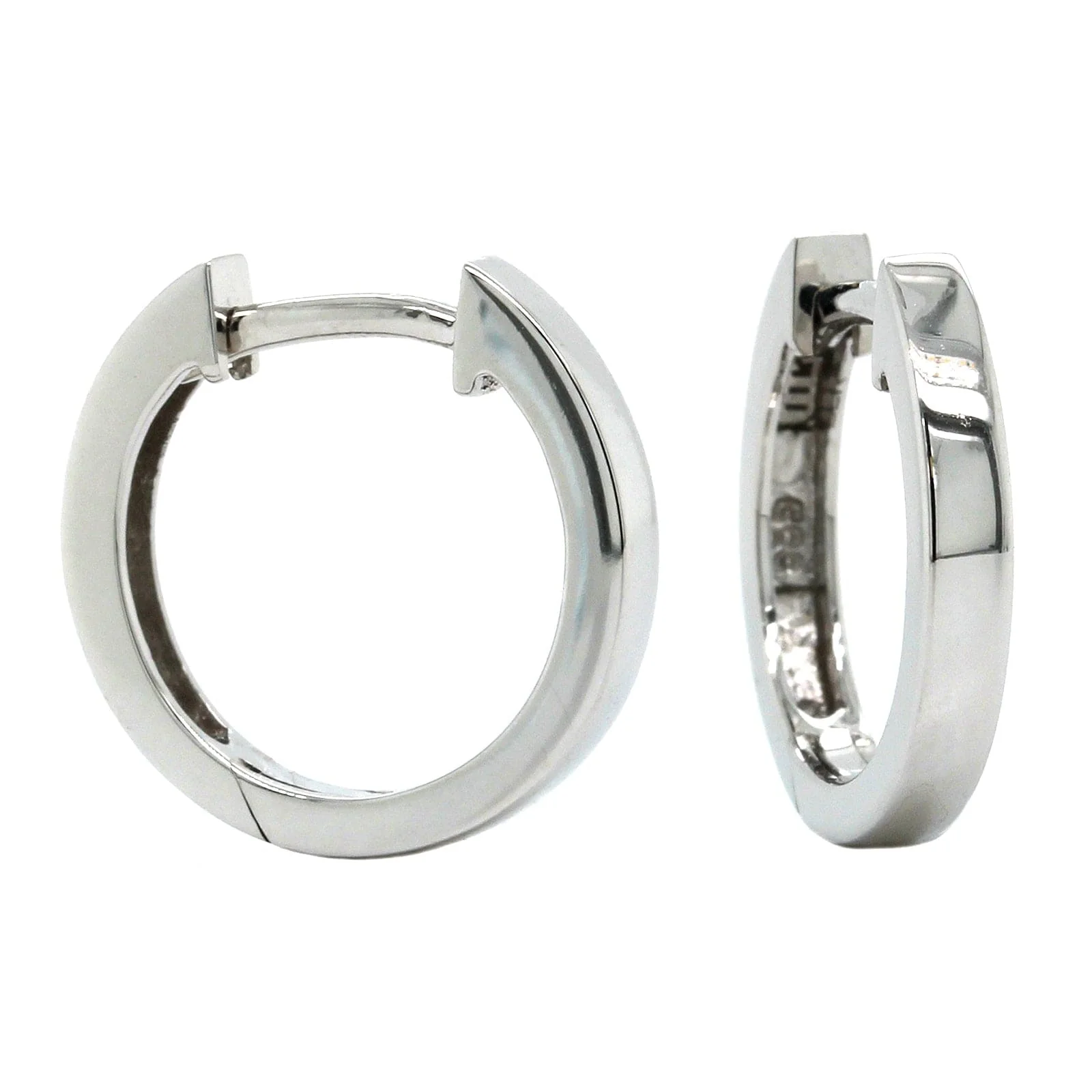 14K White Gold Square Huggie Earrings