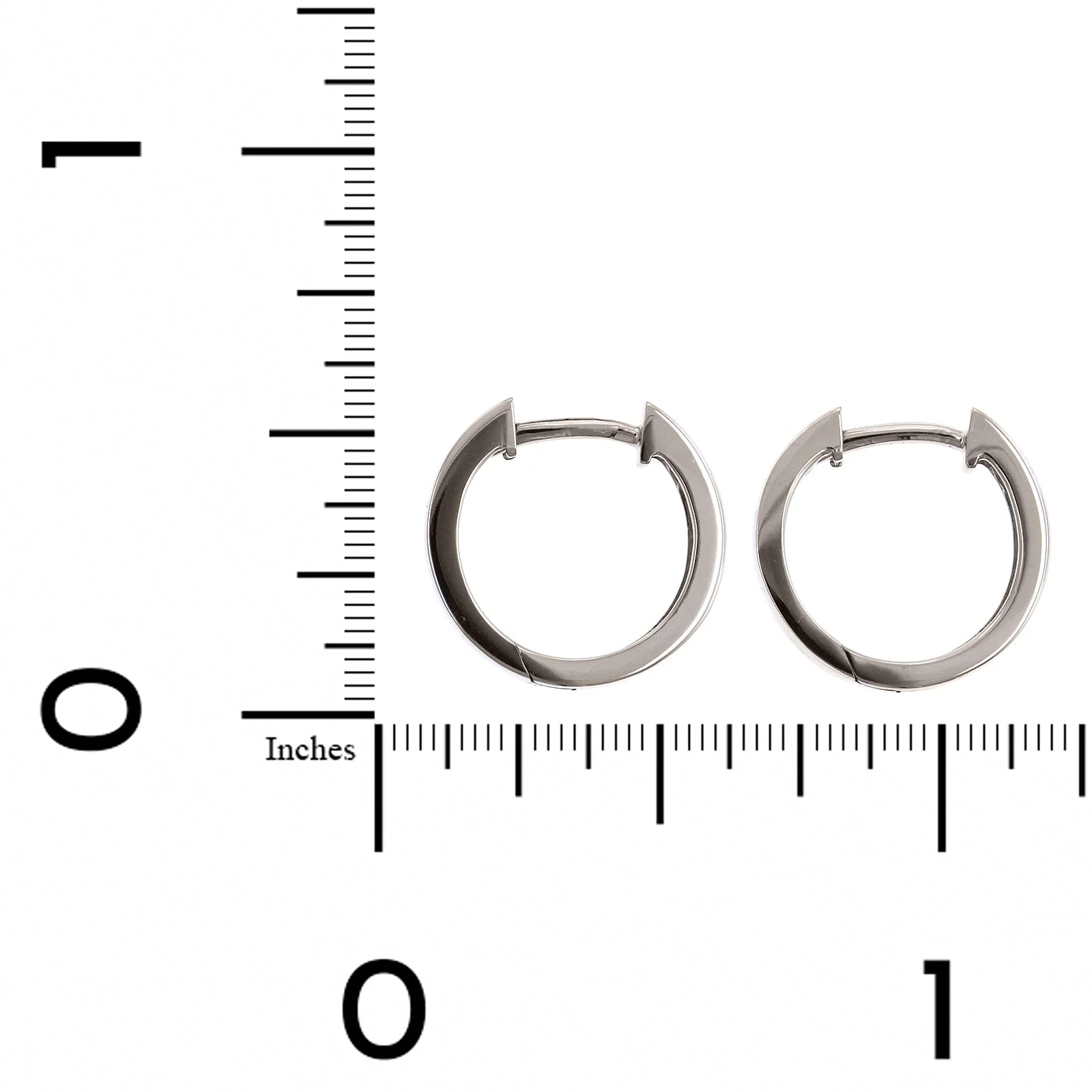 14K White Gold Square Huggie Earrings - Image 2