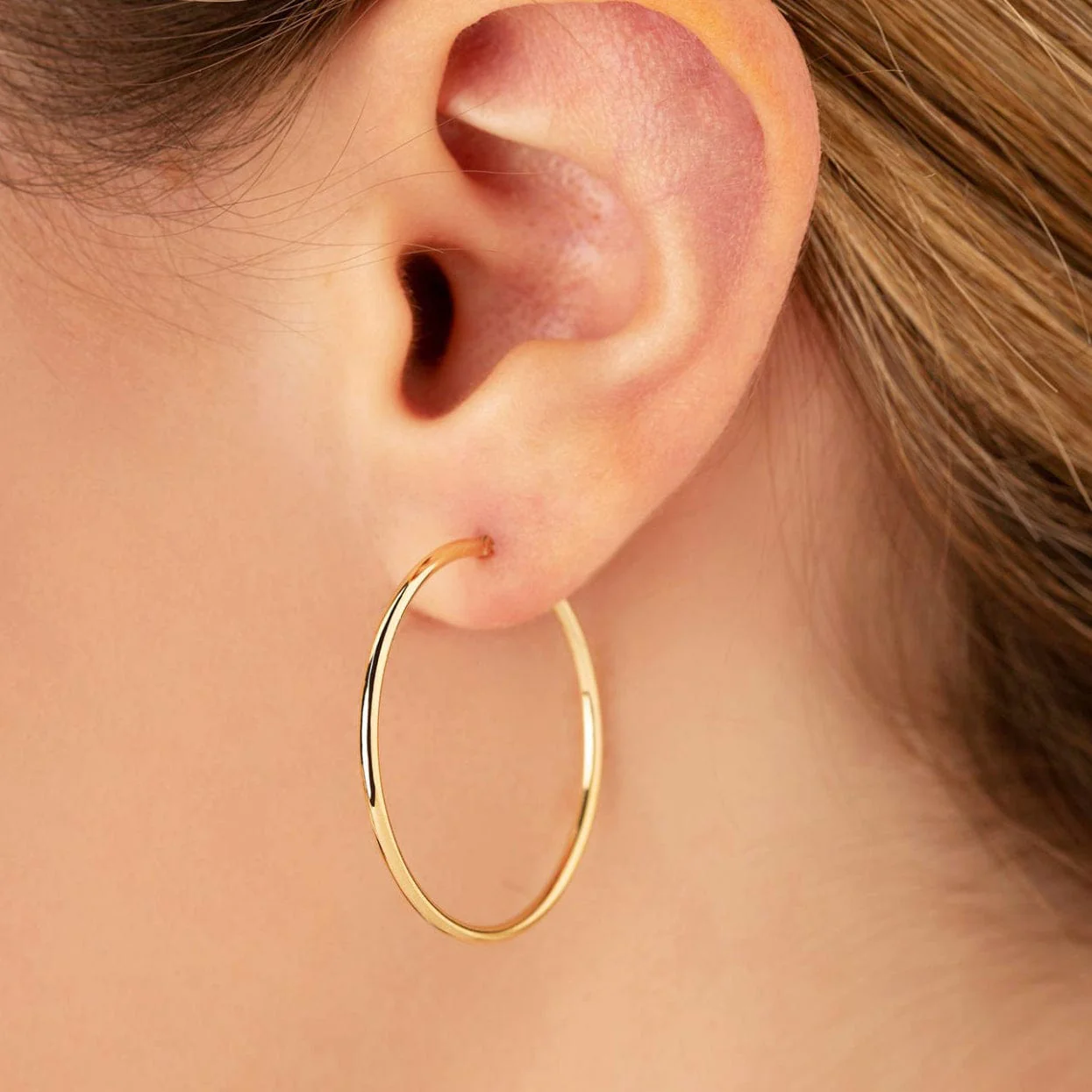 14K Yellow Gold Hoop Earrings - Image 2