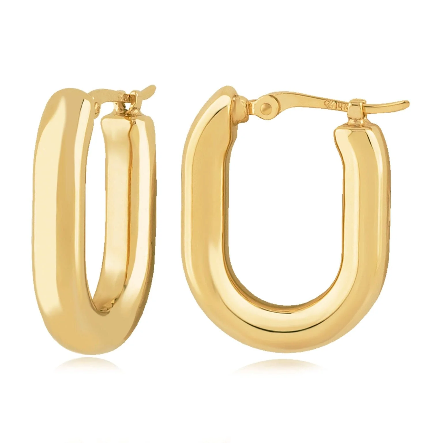 14K Yellow Gold U Hoop Earrings