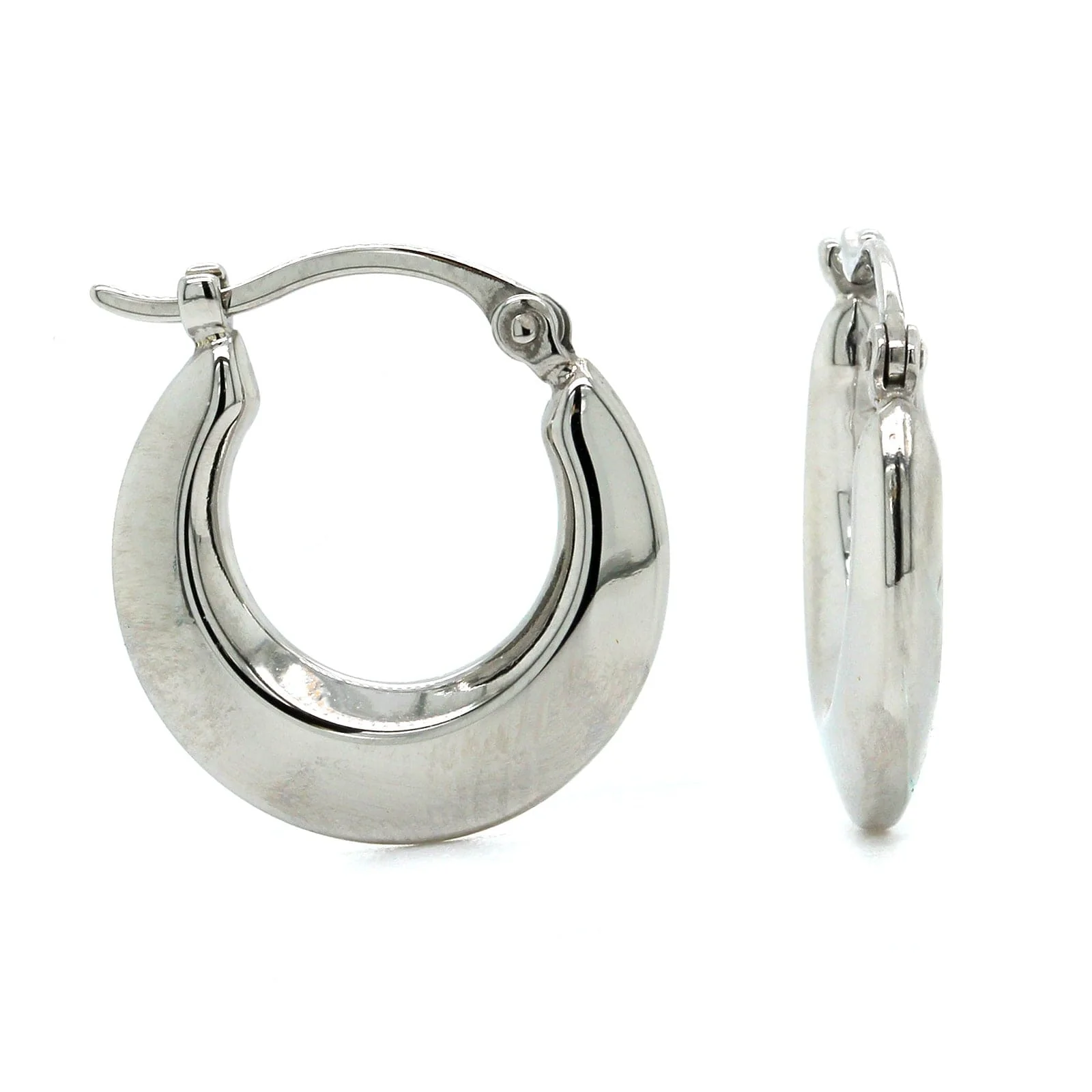 14K White Gold Small Hoop Earrings
