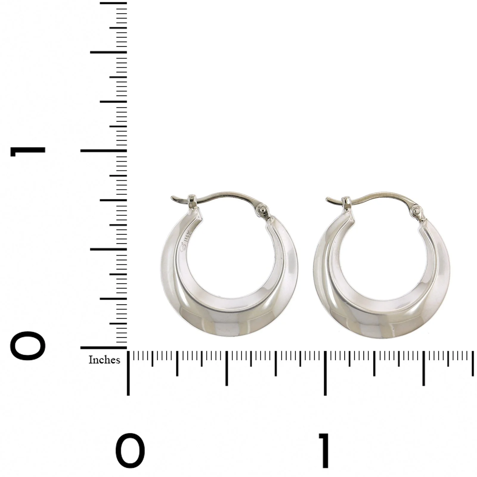 14K White Gold Medium Hoop Earrings - Image 2